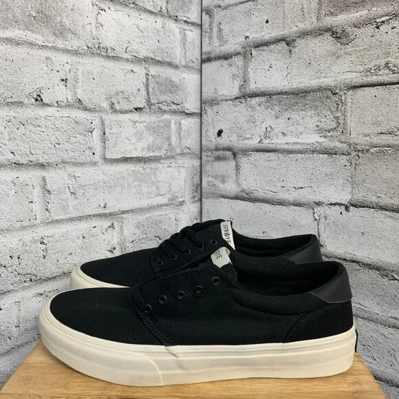 Straye Fairfax Black Bone Shoes Black White Canvas Streetwear Skate Sneakers