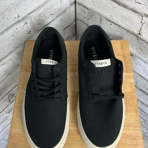 Straye Fairfax Black Bone Shoes Black White Canvas Streetwear Skate Sneakers