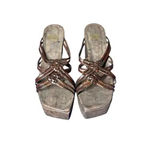 Stuart Weitzman Elegant Brown Woven Sandals