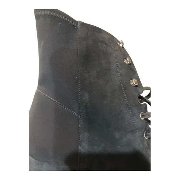 Stuart Weitzman‎ Savannah Grey Suede Leather lace up Ankle granny heeled boots