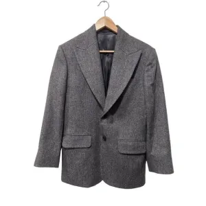Studio Suits Handcrafted Gray Twead Wool Blend Blazer Silk Hankerchief Size 38