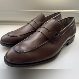 Supply Lab Men's Brown Dress Loafer Shoes 10.5 M Slip On Penny Leather NEW