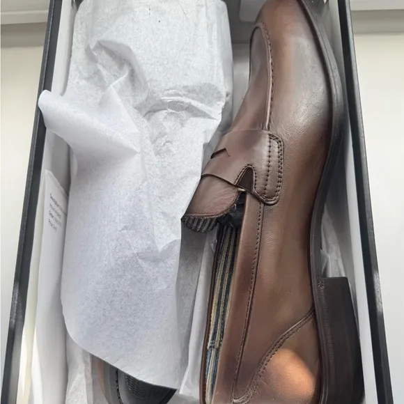 Supply Lab Men's Brown Dress Loafer Shoes 10.5 M Slip On Penny Leather NEW