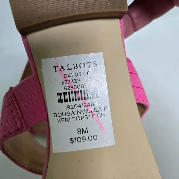 Talbots Keri Topstitch Pink Suede Bow Slingback Sandals Size 8M