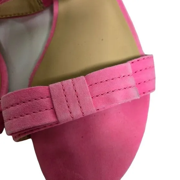 Talbots Keri Topstitch Pink Suede Bow Slingback Sandals Size 8M