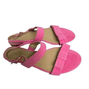 Talbots Keri Topstitch Pink Suede Bow Slingback Sandals Size 8M