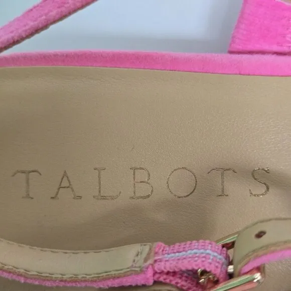 Talbots Keri Topstitch Pink Suede Bow Slingback Sandals Size 8M