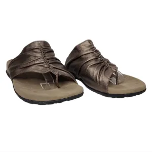 Taos Gift 2 Women's Cocoa Metallic Leather Ruched Braided Comfort Sandals Size12