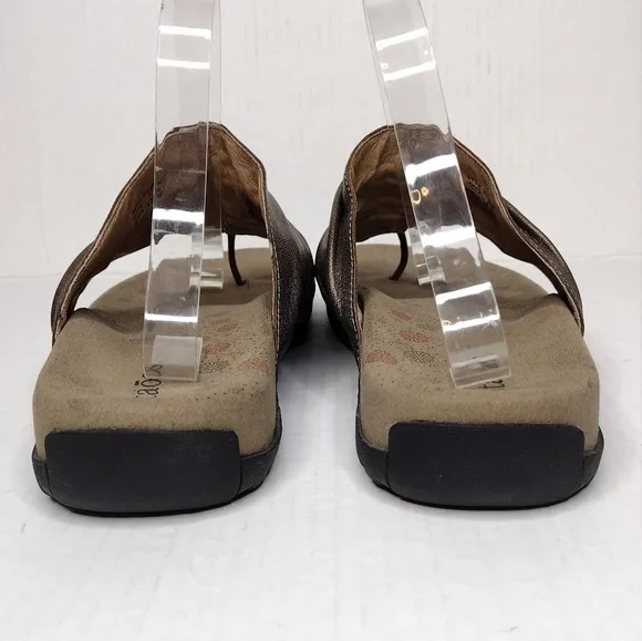 Taos Gift 2 Women's Cocoa Metallic Leather Ruched Braided Comfort Sandals Size12