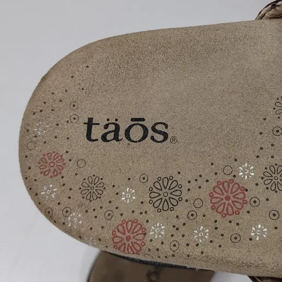 Taos Gift 2 Women's Cocoa Metallic Leather Ruched Braided Comfort Sandals Size12