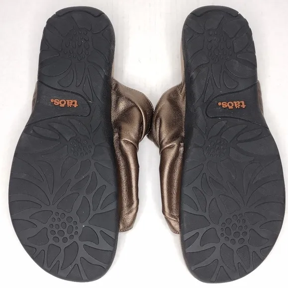 Taos Gift 2 Women's Cocoa Metallic Leather Ruched Braided Comfort Sandals Size12