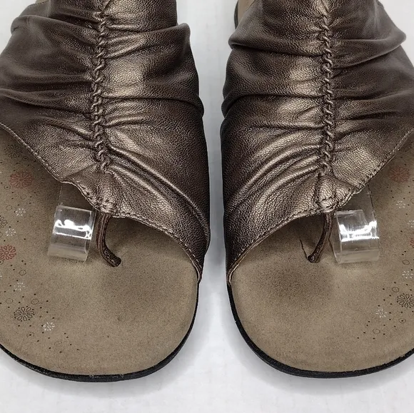 Taos Gift 2 Women's Cocoa Metallic Leather Ruched Braided Comfort Sandals Size12
