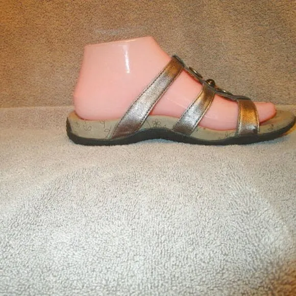 TAOS Prize 4 LEATHER Comfort Size 7 SANDALS 3 Strap COMFORT Arch METALLIC Gem
