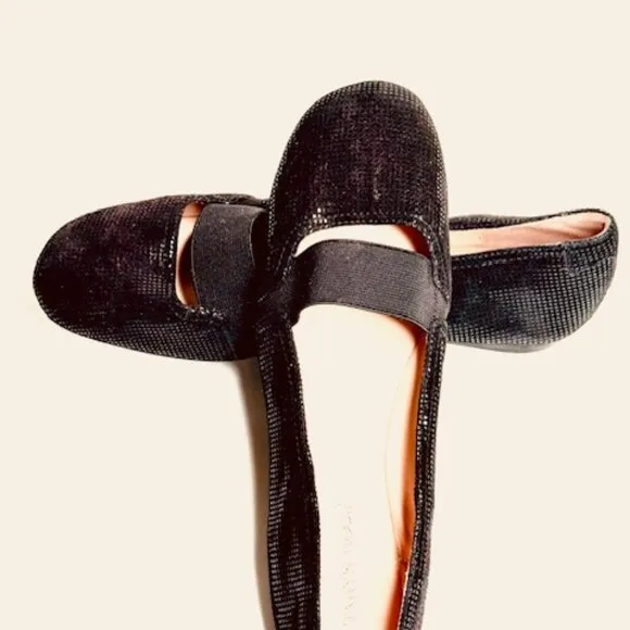 Taryn Rose Bary Women Black Faux Suede Mary Jane Ballet