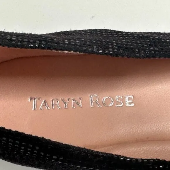 Taryn Rose Bary Women Black Faux Suede Mary Jane Ballet