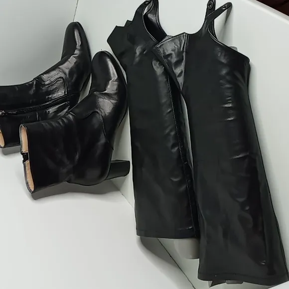 Taryn Rose - Rare - Italian made Ankle Boots w/Knee High Chaps - Black -41/10