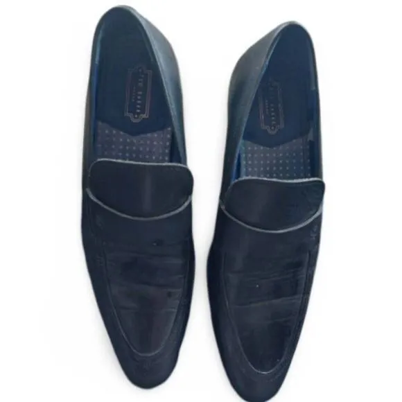 Ted Baker London FOTIU Navy Leather Penny Loafers Dress Shoes Men's 8 US/41 EU