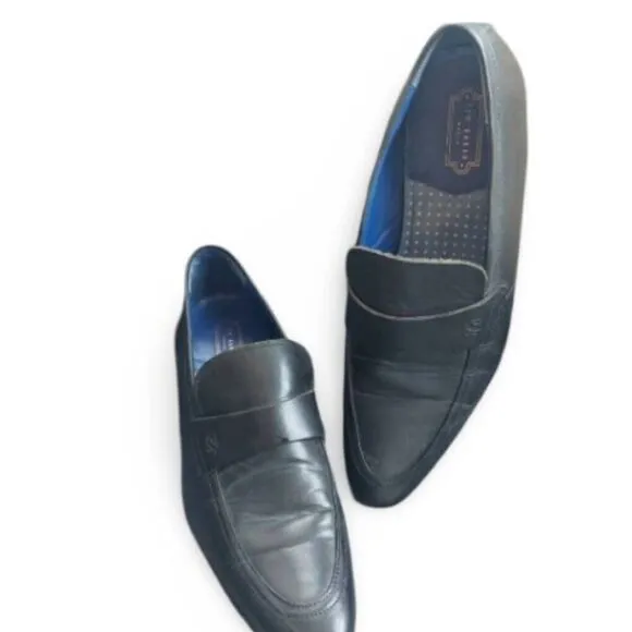 Ted Baker London FOTIU Navy Leather Penny Loafers Dress Shoes Men's 8 US/41 EU