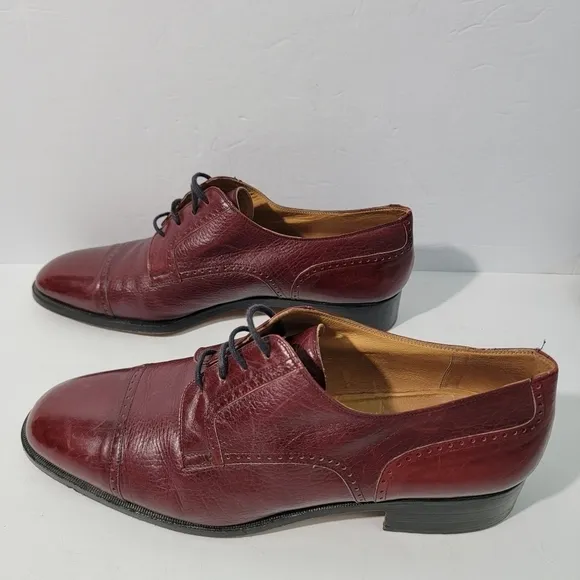 TED LAPIDUS Paris Men's Rust Textured Oxford Shoes Size 9 Leather Lace Tie