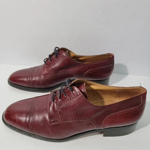 TED LAPIDUS Paris Men's Rust Textured Oxford Shoes Size 9 Leather Lace Tie