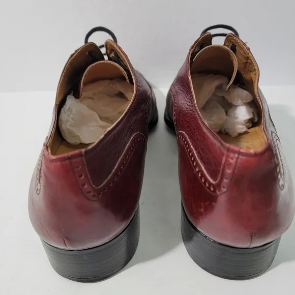 TED LAPIDUS Paris Men's Rust Textured Oxford Shoes Size 9 Leather Lace Tie