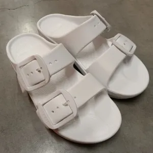 Telic Women's Boise Bliss Soft Arch Recovery Buckle Sandals Snow White Sz 2XS