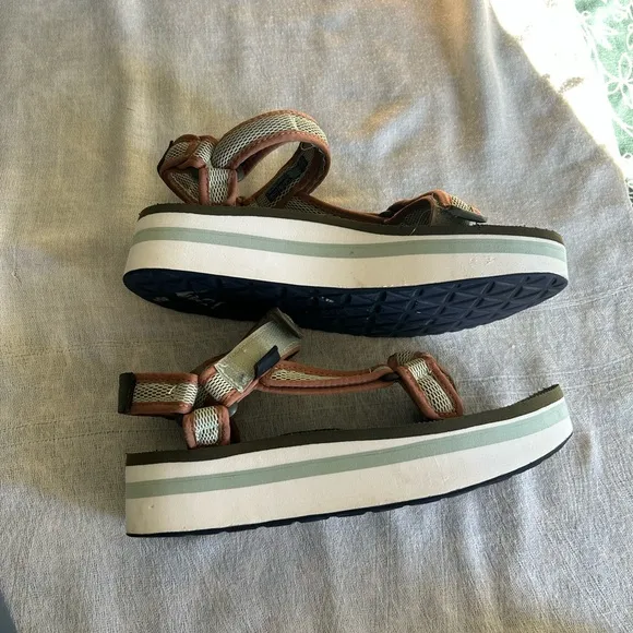 Teva Women's Brown and Green Sandals