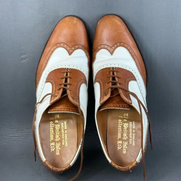 THE BRITISH ISLES COLLECTION LOAKE Leather vintage Wing Tip Shoes Mens size 8
