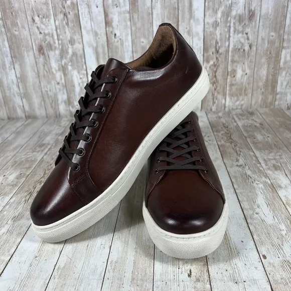 Thursday Brown Leather Premium Sneakers Minimalist Classic Casual Shoes Size 14