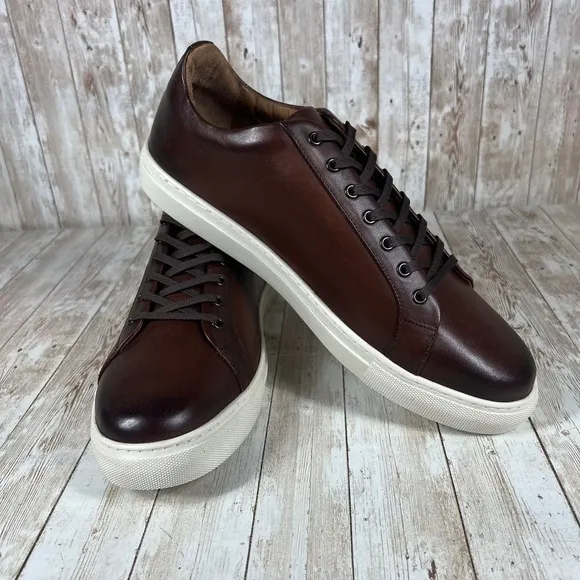 Thursday Brown Leather Premium Sneakers Minimalist Classic Casual Shoes Size 14