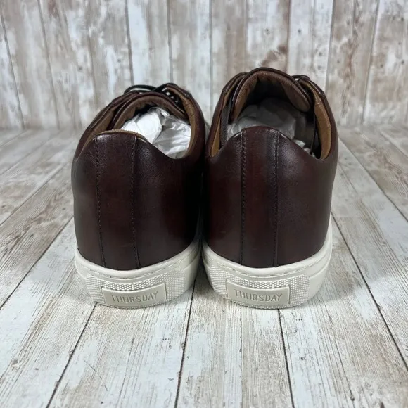Thursday Brown Leather Premium Sneakers Minimalist Classic Casual Shoes Size 14