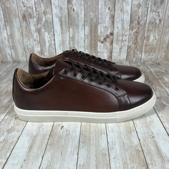Thursday Brown Leather Premium Sneakers Minimalist Classic Casual Shoes Size 14