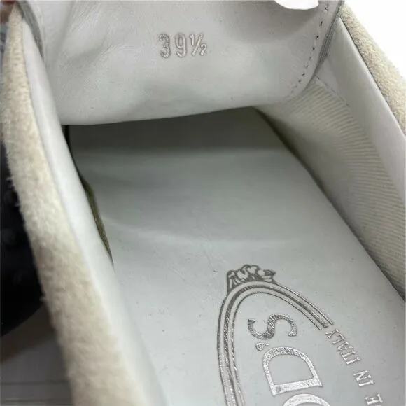 Tod's Sneakers Flame Side Lace Up Low Top Driving Shoe sz 39.5 / US 9