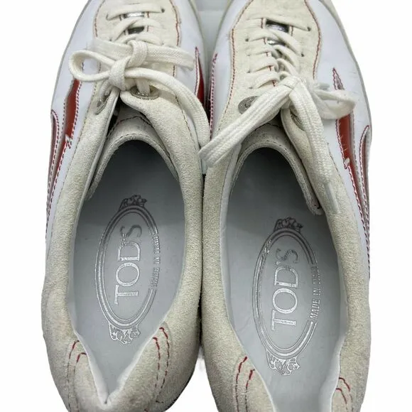 Tod's Sneakers Flame Side Lace Up Low Top Driving Shoe sz 39.5 / US 9