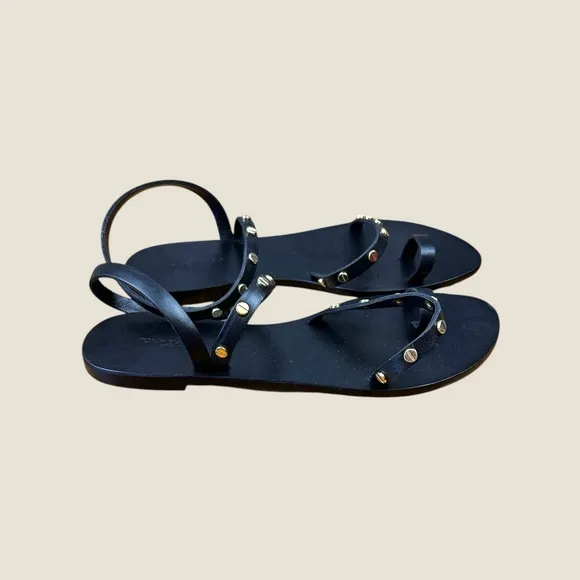 Tony Bianco NWB Size 40 The Finola  Black and Gold Minimalist Sandals