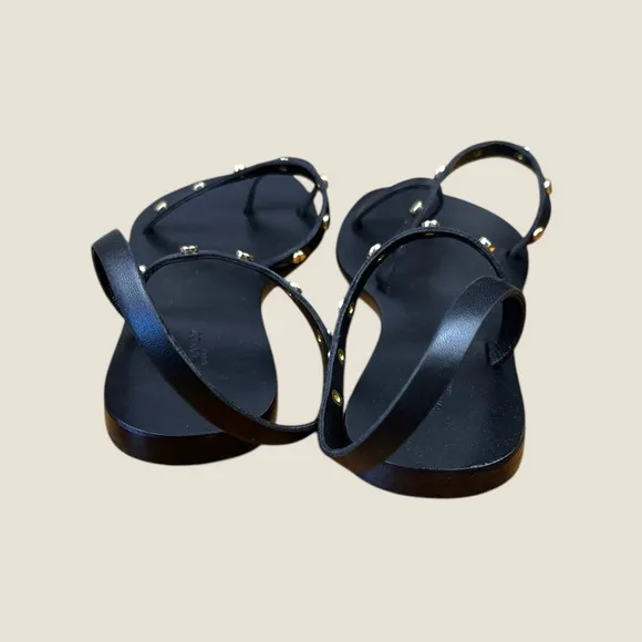Tony Bianco NWB Size 40 The Finola  Black and Gold Minimalist Sandals