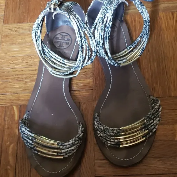 Tory Burch Women's Braided Sandals - Black and Gold