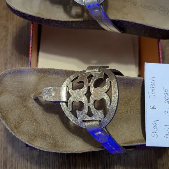 TWO PAIRS -Tory Burch Sandals with Metallic Accents.