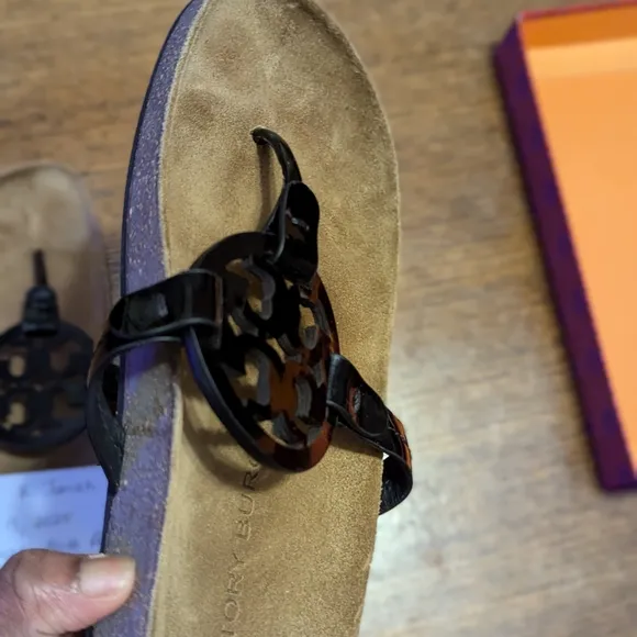 TWO PAIRS -Tory Burch Sandals with Metallic Accents.