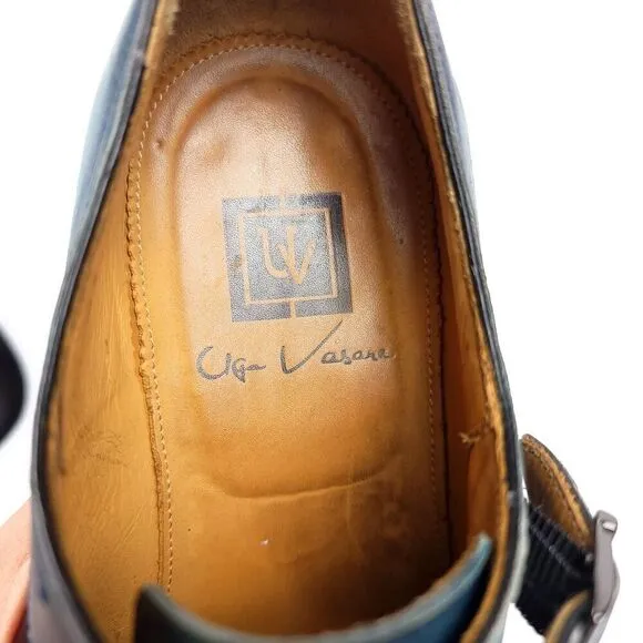 UGo Vasare Ombre Patina Leather Goodyear Double Monk Strap Dress Shoes Men's 9.5