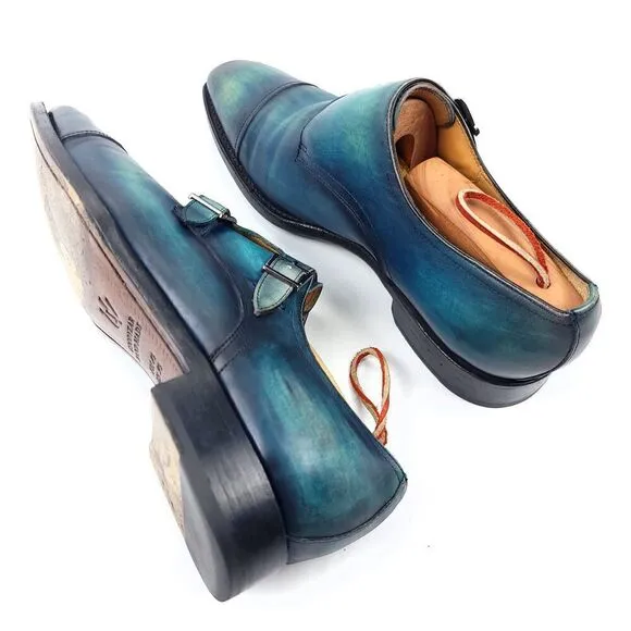 UGo Vasare Ombre Patina Leather Goodyear Double Monk Strap Dress Shoes Men's 9.5