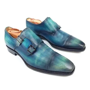 UGo Vasare Ombre Patina Leather Goodyear Double Monk Strap Dress Shoes Men's 9.5