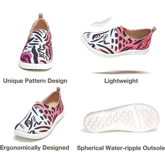 UIN Women's Loafers Slip Ons Casual Travel Comfort Shoes (Leopard’s Eyes III)