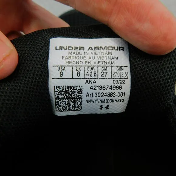 Under Armour Black Surge 3 Men's Sneakers Fitness Shoes - Size 9 New