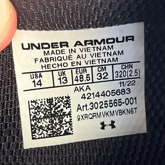 Under Armour HOVR Rise 4 Workout Fitness Trainer Shoes Black Mens 14 3025565-001