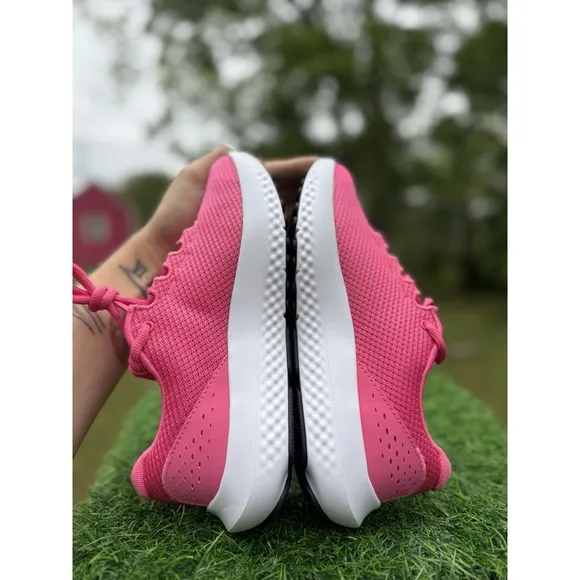 Under Armour Womens Sz  7 Charged Surge 4 Pink White Running Shoes Sneakers New!