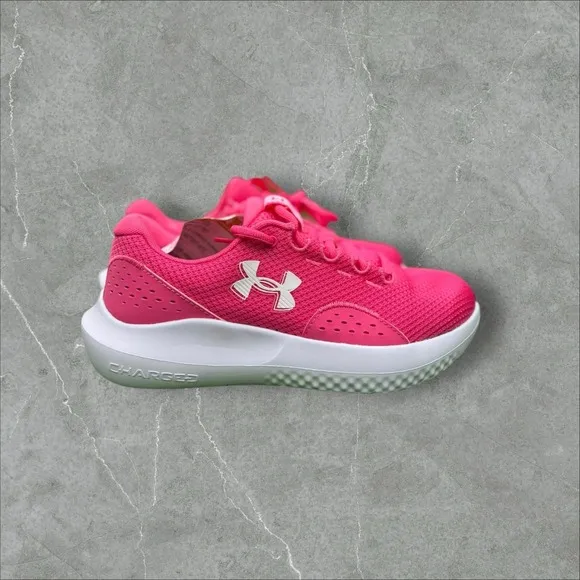 Under Armour Womens Sz  7 Charged Surge 4 Pink White Running Shoes Sneakers New!