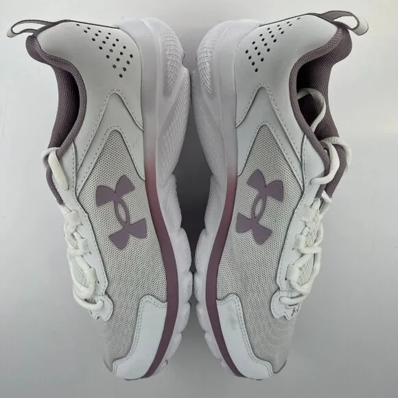 Under Armour Womens White Charged Assert 9 Lace Up Size 8.5 Running Shoes
