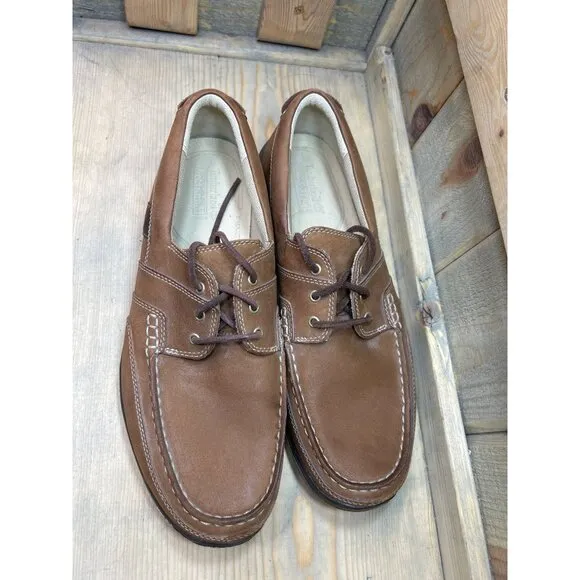 US10 TIMBERLAND SMART COMFORT MENS BROWN LEATHER OXFORD LOAFER SHOES 72565-6160