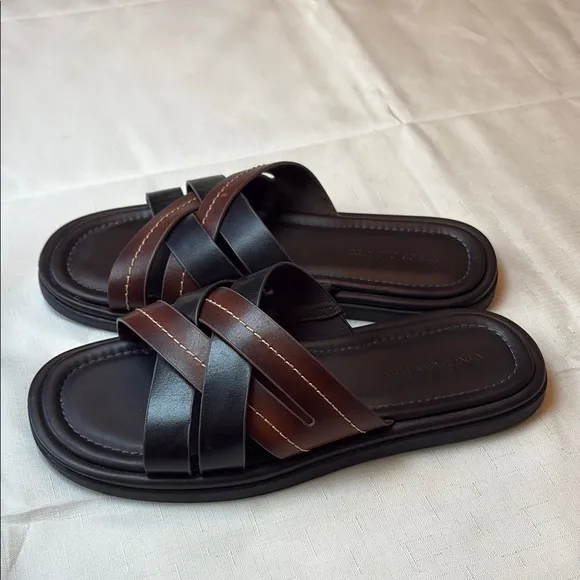 🧊Vince Camuto Brown Slide Sandals with Criss-Cross Straps
